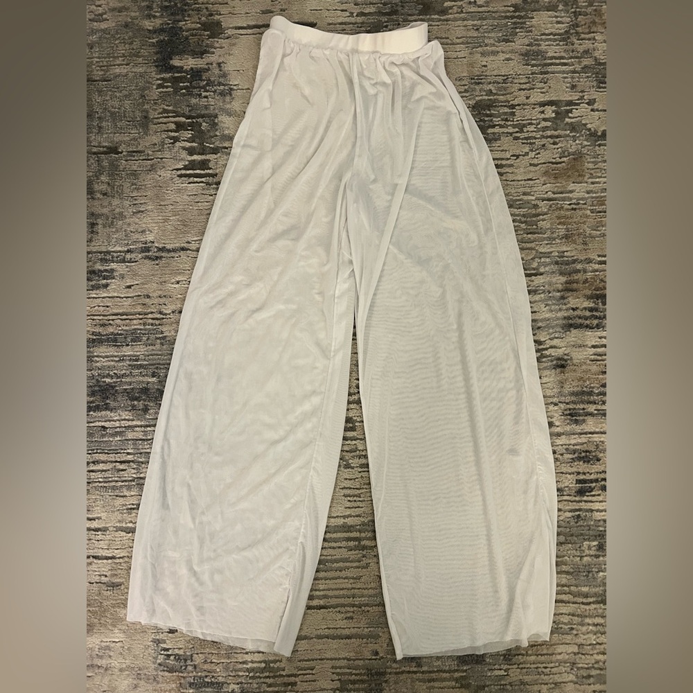 White Sheer Wide-Leg Pants